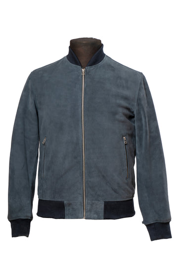 Banked - Navy Suede Leather Jacket