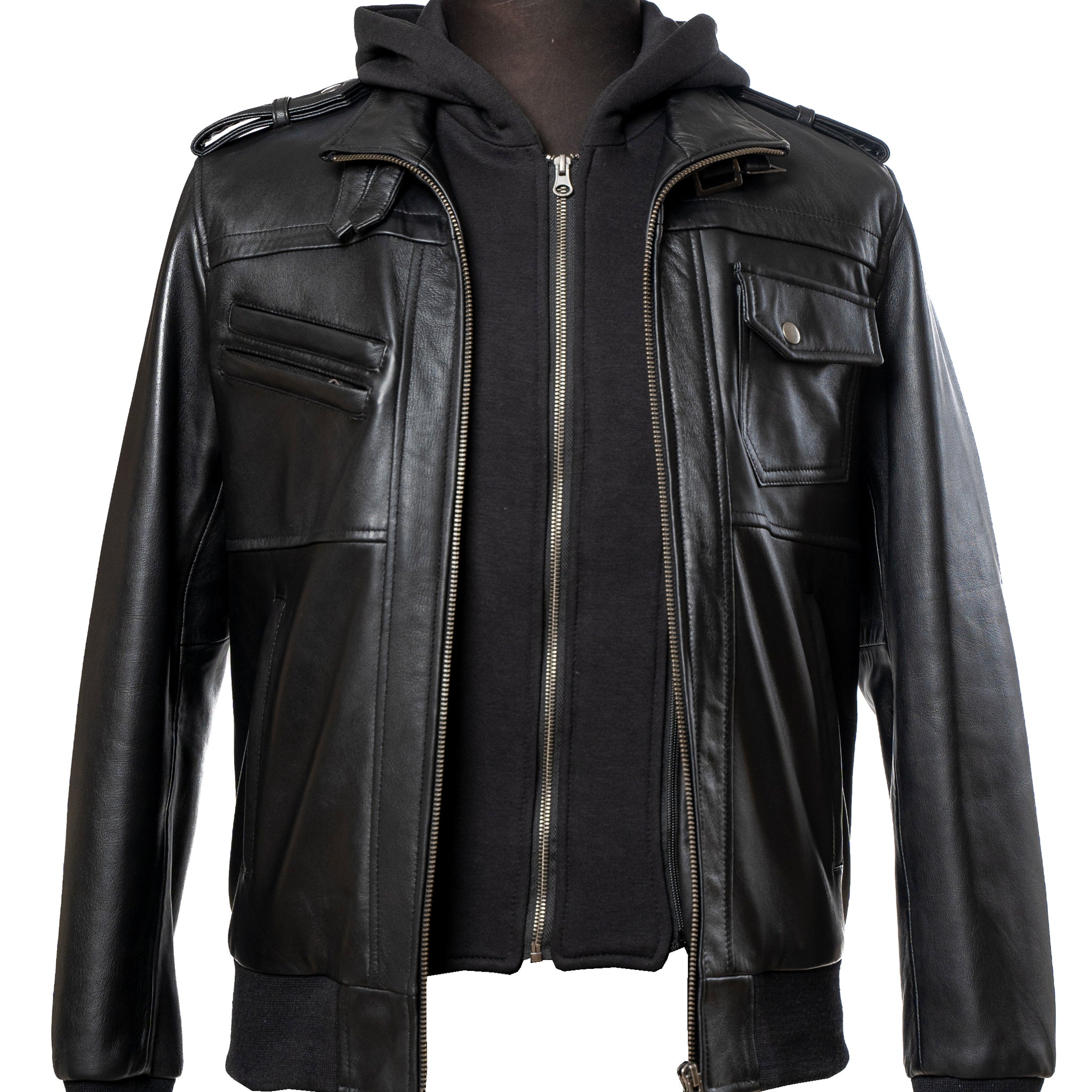 LeatherHood - Leather Jacket With Hood