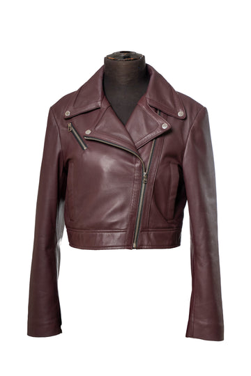 Plum Sheath - Cropped Moto Jacket