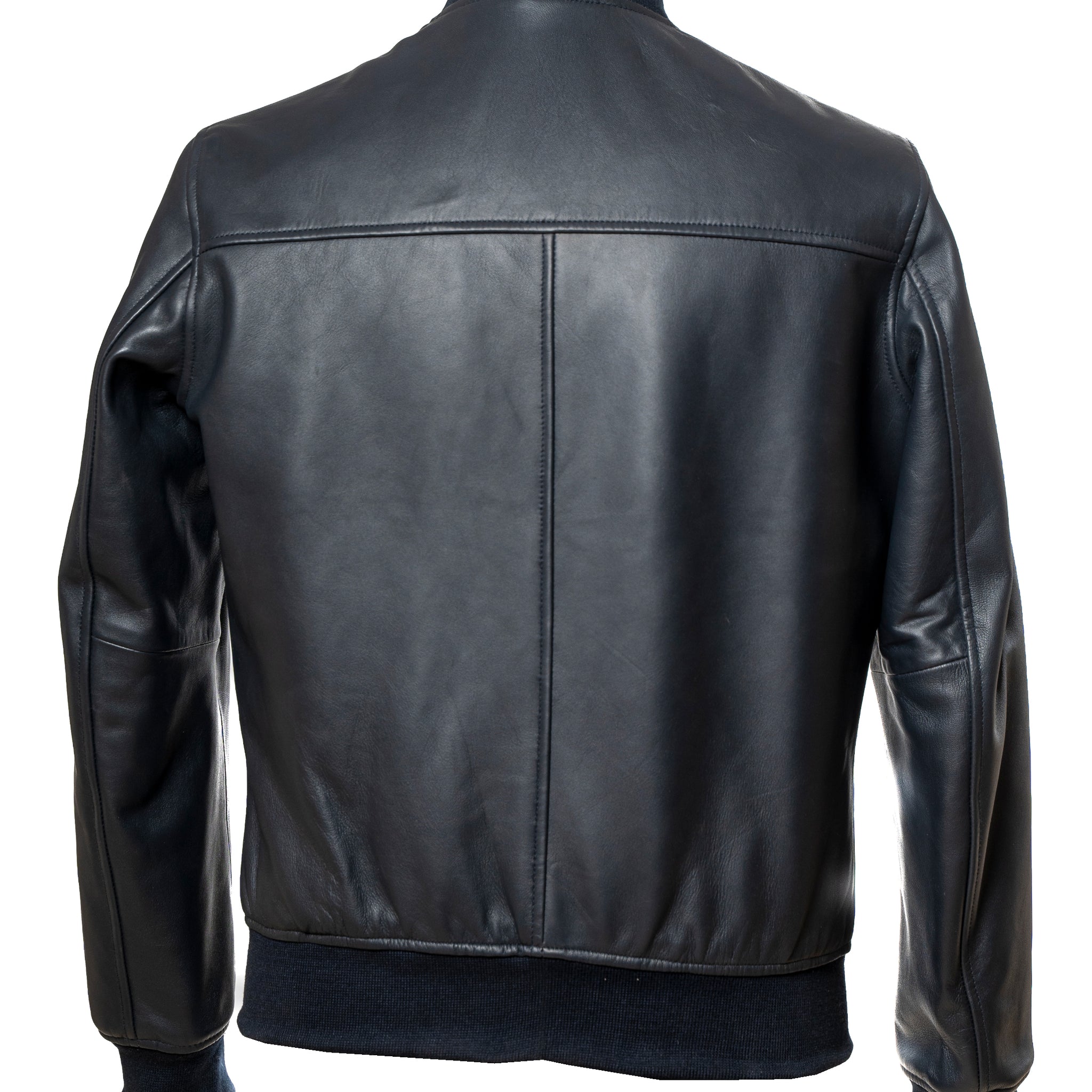 Navy Banked Premium Full Grain Sheep Skin Leather Jacket