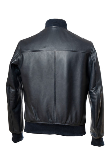 Navy Banked Premium Full Grain Sheep Skin Leather Jacket